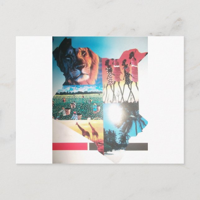 Carte Postale Tapisserie kenyane : Faune, culture et plage côtiè (Devant)