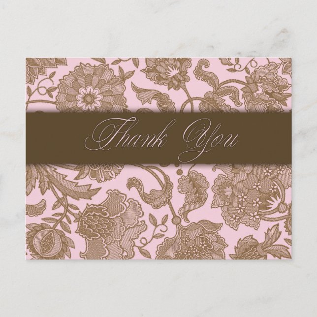 Carte Postale Tapisserie rose - Merci (Devant)