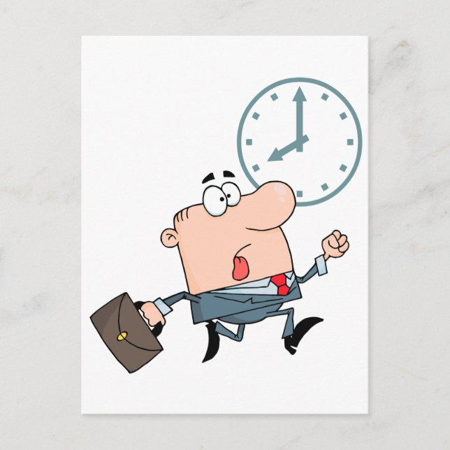 Carte Postale tard pour le travail humoristique dessin animé (Devant)