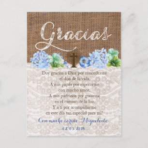 Carte Postale Tarjeta de gracias con oración para Bautizo