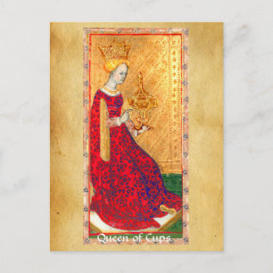 CARTE POSTALE TAROTES DE RENAISSANCE ANTIQUE / REINE DES TASSE