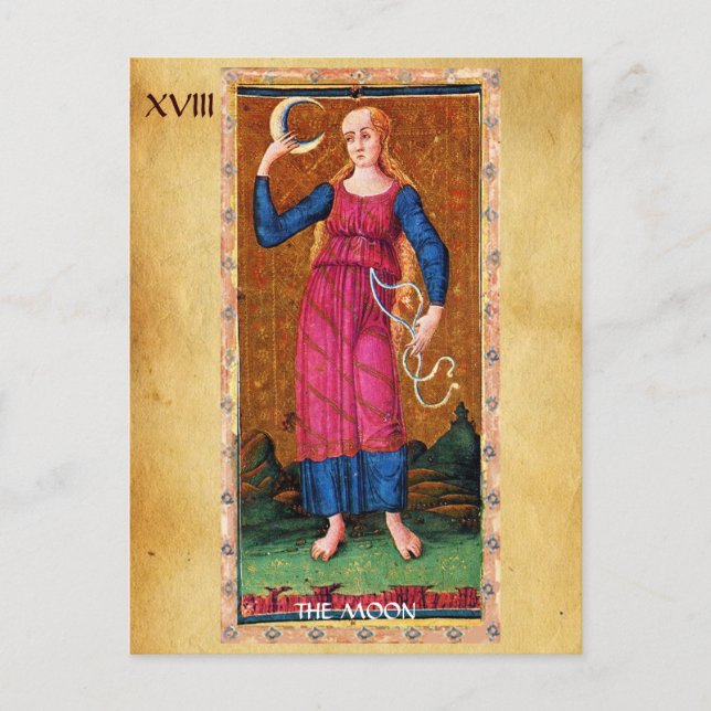 CARTE POSTALE TAROTS ANCIENS RENAISSANCE 18 / LA LUNE (Devant)