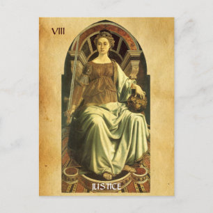 CARTE POSTALE TAROTS DE RENAISSANCE ANTIQUE 8/ JUSTICE
