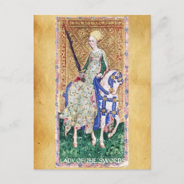 CARTE POSTALE TAROTS DE RENAISSANCE ANTIQUE / FEMME DES ÉPÈRES (Devant)