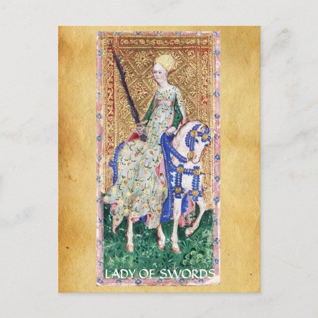 CARTE POSTALE TAROTS DE RENAISSANCE ANTIQUE / FEMME DES ÉPÈRES (Devant)