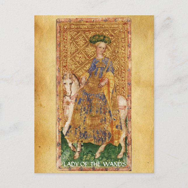 CARTE POSTALE TAROTS DE RENAISSANCE ANTIQUE / LADY OF THE WANDS (Devant)