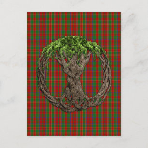 Carte Postale Tartan Clan Munro et Arbre de Vie Celtique