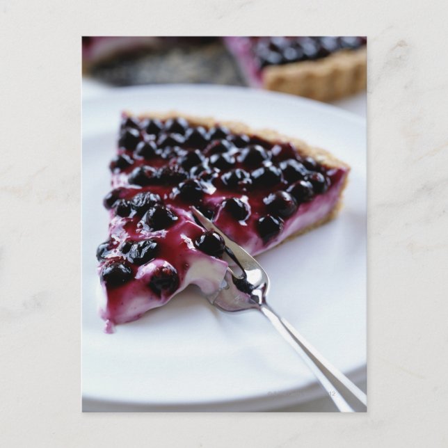 Carte Postale Tarte à bleuet à la fourche sur plaque (Devant)