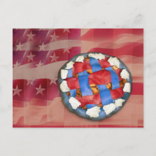Carte Postale Tarte à pomme rouge, blanche et bleue