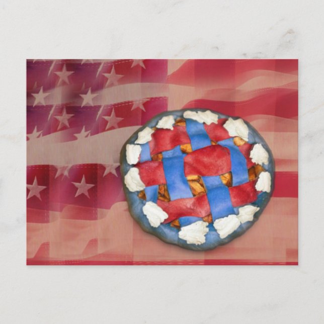 Carte Postale Tarte à pomme rouge, blanche et bleue (Devant)