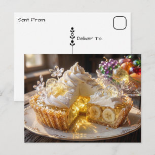 Carte Postale Tarte crémeuse à la banane en cristal scintillant 