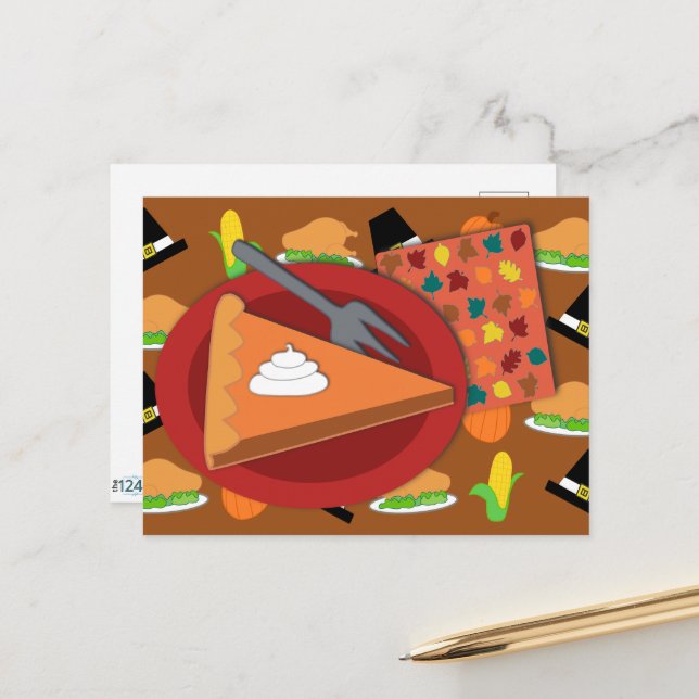 Carte Postale Tarte d'action de grâces (Devant/Arrière en situation)