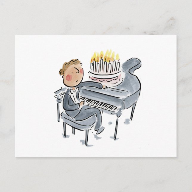 Carte Postale Tarte d'anniversaire de piano (Devant)