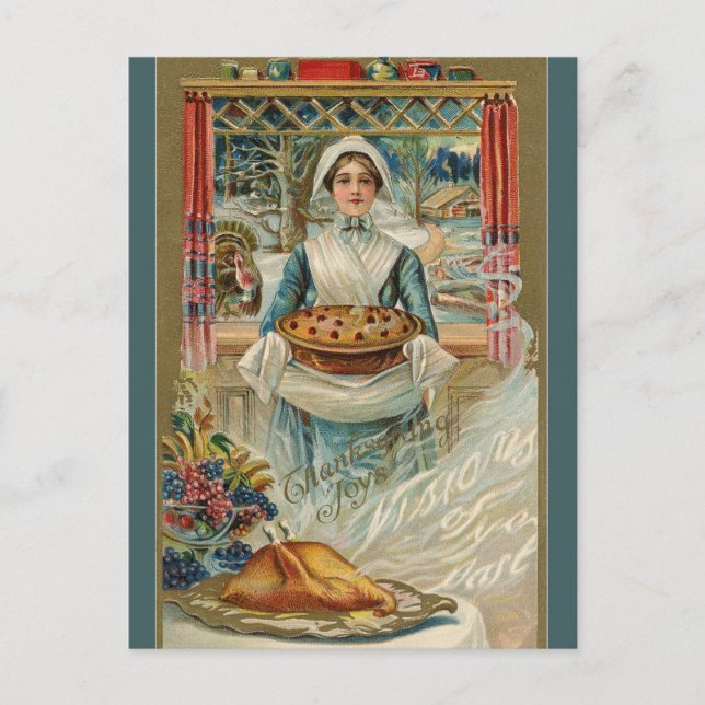 Carte Postale Tarte vintage à Thanksgiving (Devant)