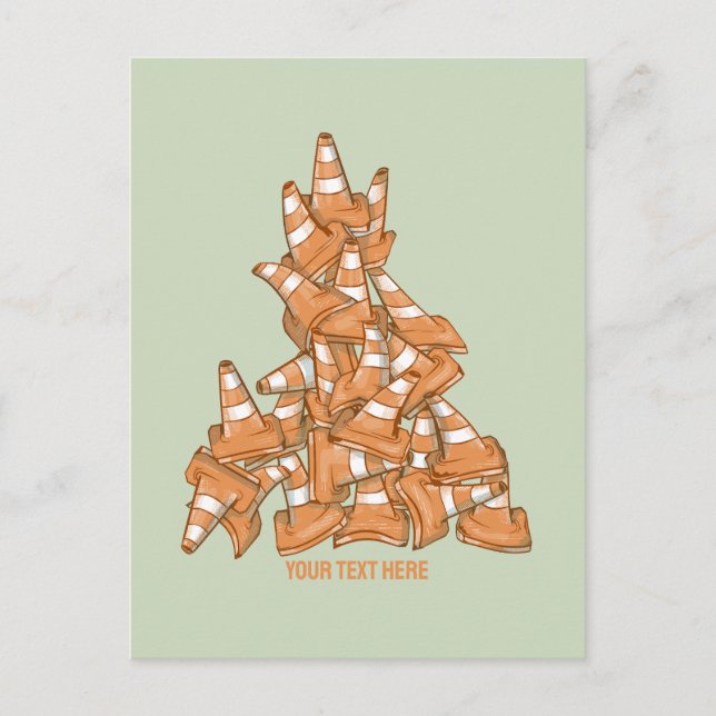 Carte Postale Tas de cônes de signalisation orange (Devant)