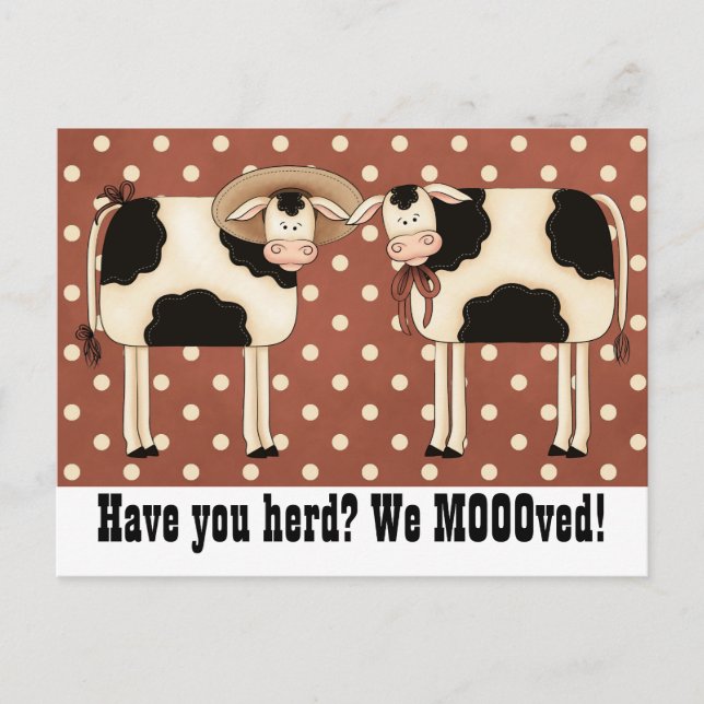 Carte Postale T'As Trouvé ? Nous Avons Bougé ! Couple de VACHE m (Devant)