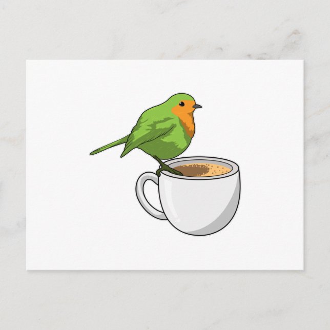 Carte Postale Tasse à café oiseau (Devant)