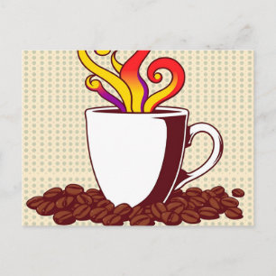 Carte Postale Tasse à café rétro en pop art gras
