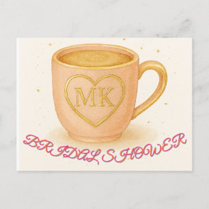 Carte Postale Tasse à café rose poudré
