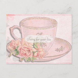 Carte Postale Tasse à thé vintage et roses de condoléances