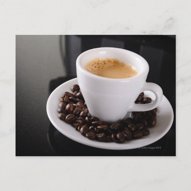 Carte Postale Tasse de café express sur le compteur noir de (Devant)