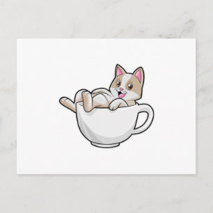 Carte Postale Tasse de thé de chat