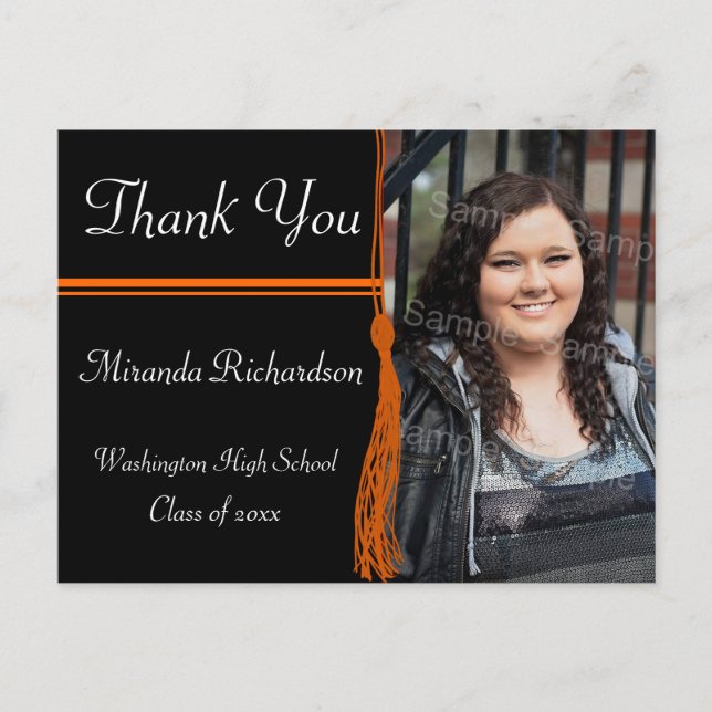 Carte Postale Tassel Orange & Black Graduation Party (Devant)