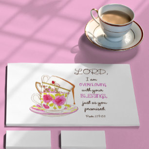 Carte Postale Tasses à thé débordant de vos bénédictions