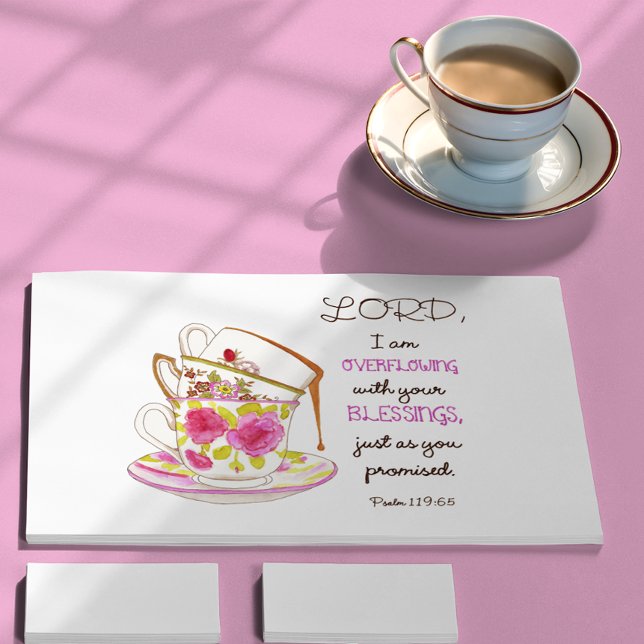 Carte Postale Tasses à thé débordant de vos bénédictions (Créateur téléchargé)