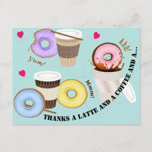 Carte Postale Tasses de café avec beignes   MERCI