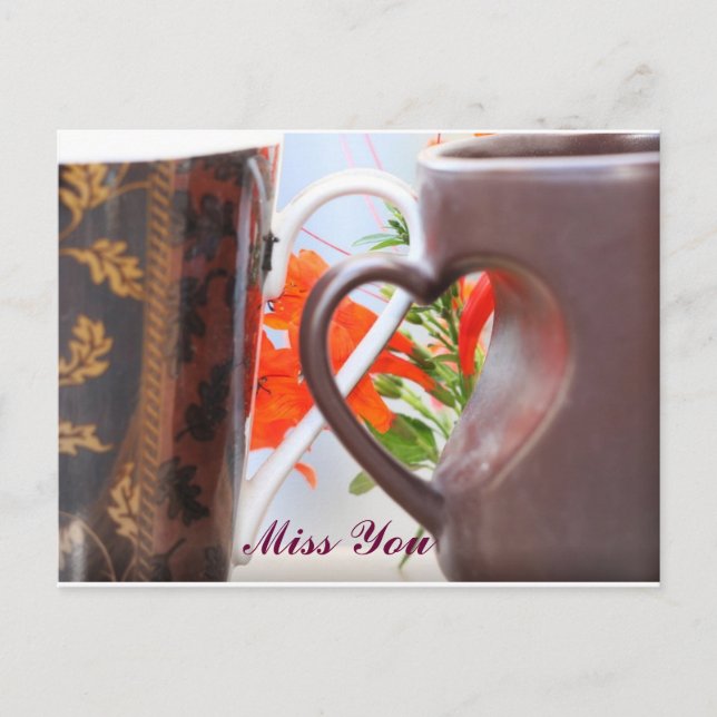 Carte Postale Tasses en forme de coeur de poignée (Devant)