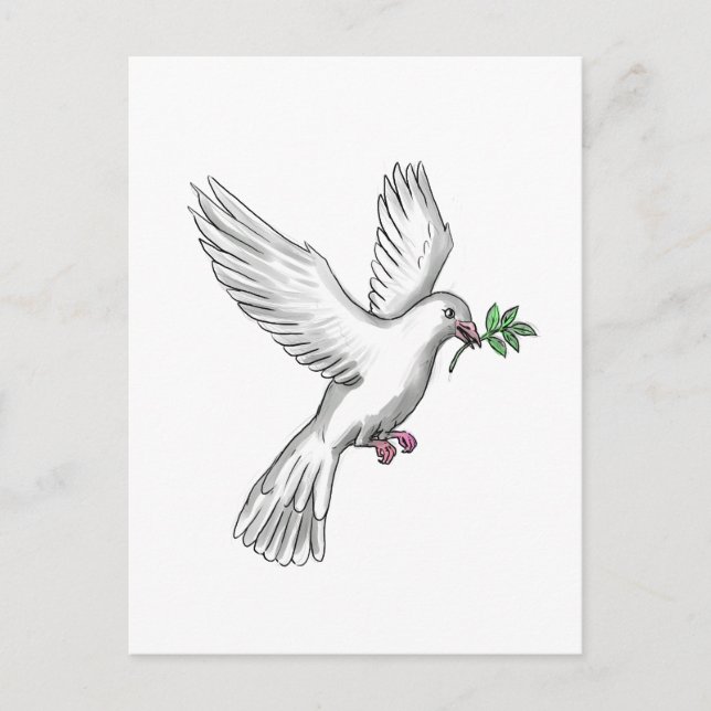Carte Postale Tatouage à feuille d'olive de colombe (Devant)