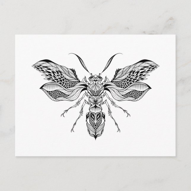 Carte Postale Tatouage à la guêpe d'abeille (Devant)