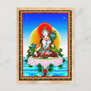 Carte Postale Tatouage cool oriental tibétain thangka blanc Tara