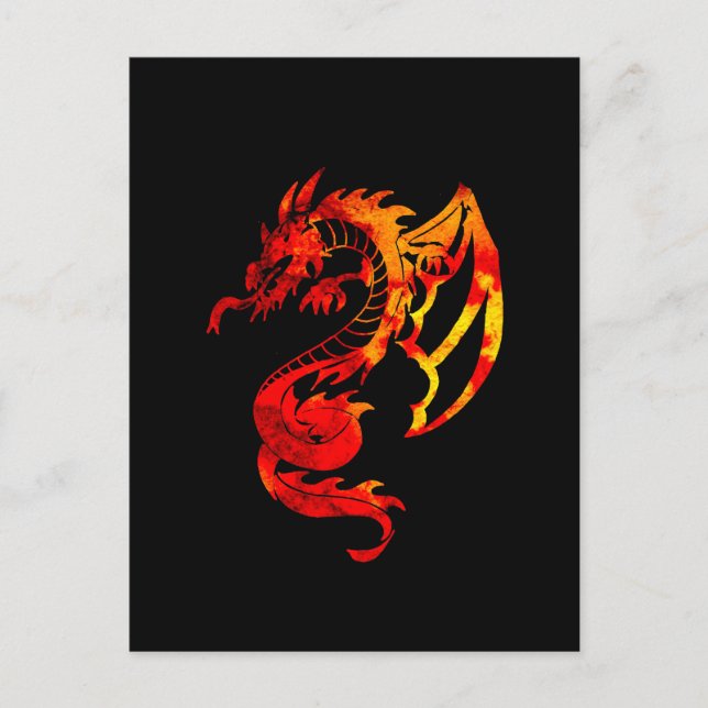 Carte Postale Tatouage de dragon de feu rouge (Devant)