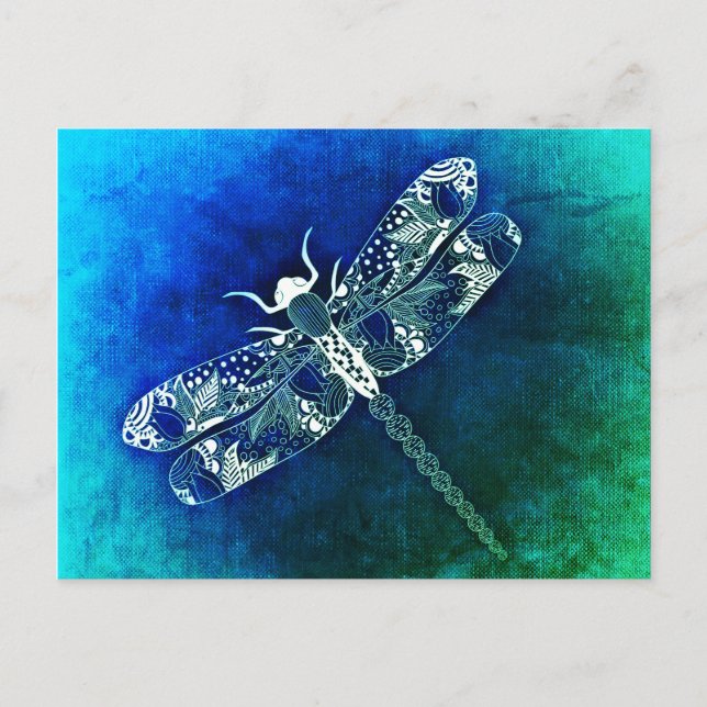Carte Postale Tatouage de la ligne de dragonfly en gros plan (Devant)