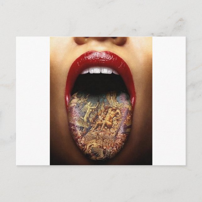Carte Postale tatouage de langue (Devant)