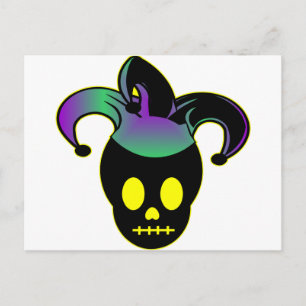 Carte Postale Tatouage Jester du crâne amusant