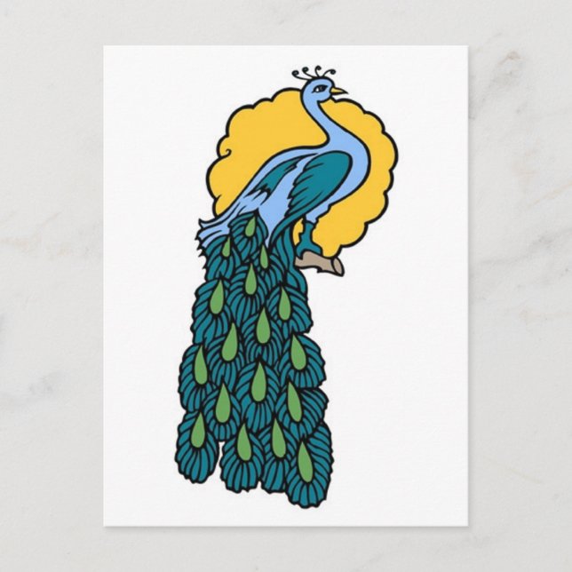 Carte Postale Tatouage Peacock vintage (Devant)