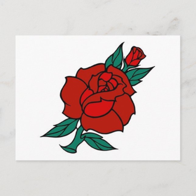 Carte Postale Tatouage Rose vintage (Devant)