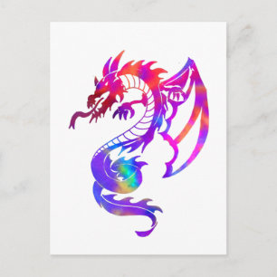 Carte Postale Tatouage Tribal Dragon Arc-en-ciel