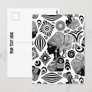 Carte Postale Tatouage Tribal Portrait de Fille Africaine