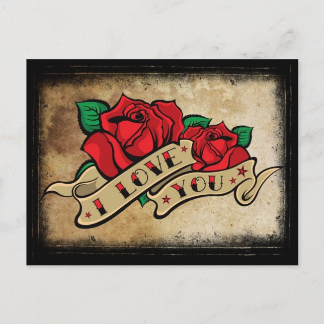 Carte Postale Tattoo I Love You Rose Postcard (Devant)