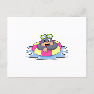 Carte Postale Taupe à la baignade avec Bouée.PNG