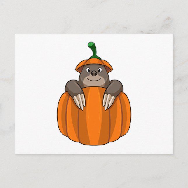 Carte Postale Taupe avec citrouille (Devant)