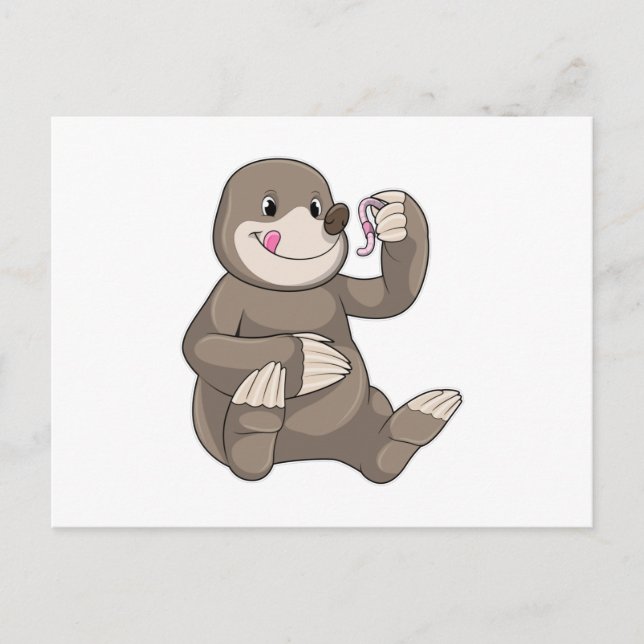 Carte Postale Taupe avec Ver de Terre (Devant)