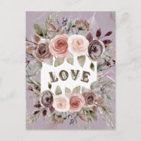 Carte postale Taupe Bouquet Floral d'Amour