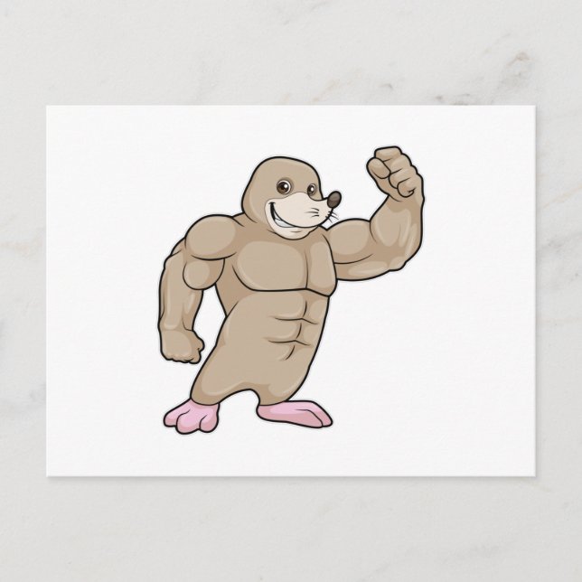Carte Postale Taupe culturiste avec de gros muscles (Devant)