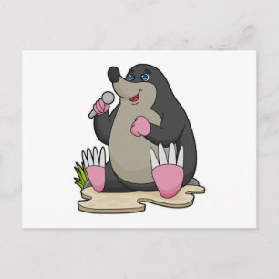 Carte Postale Taupe en chanteur avec microphone