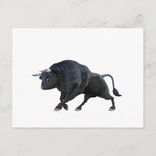 Carte Postale Taureau de dessin en profil latéral avec inclinais